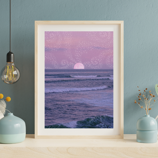 Pink Full Moon on East Cliff