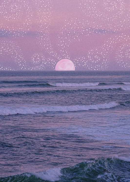 Pink Full Moon on East Cliff