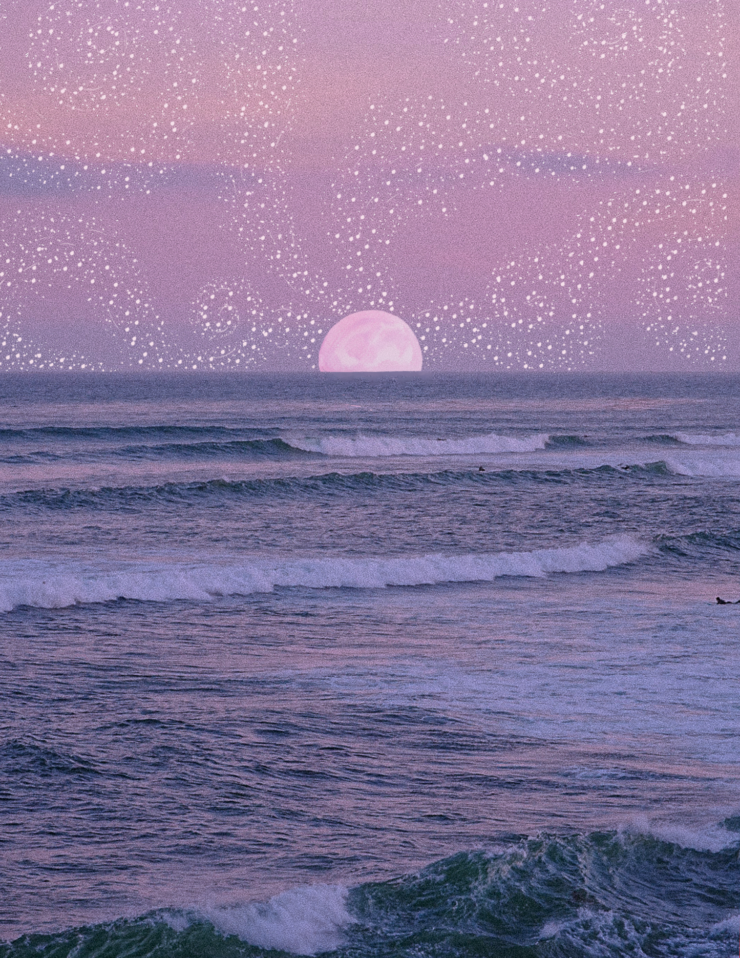 Pink Full Moon on East Cliff