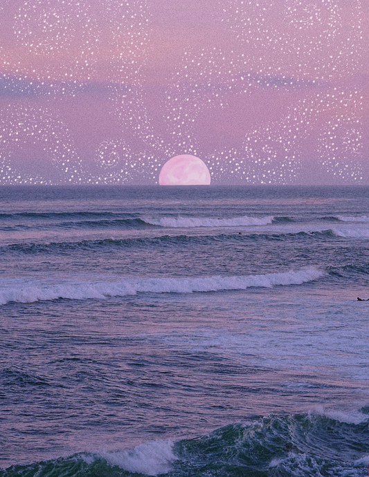 Pink Full Moon on East Cliff